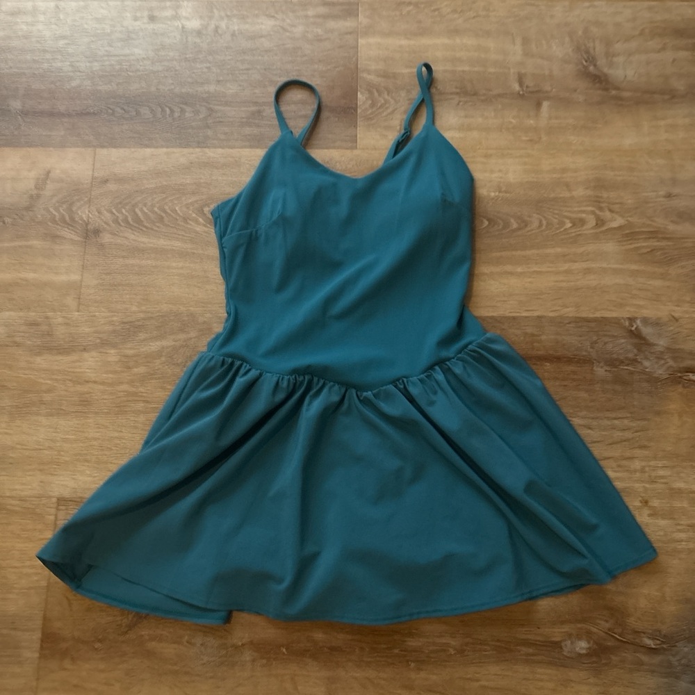 Elegant Teal Spaghetti Strap Dress